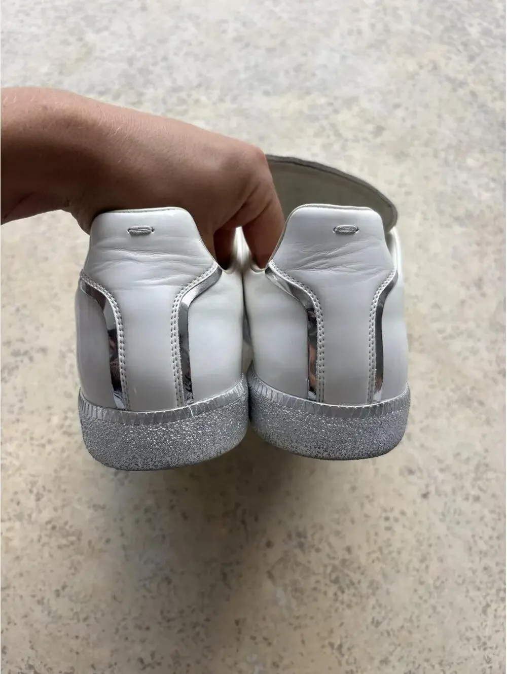 Maison Margiela Men's White and Silver Trainer